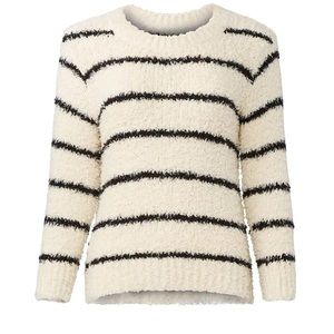 Vince Fuzzy Striped Teddy Sweater